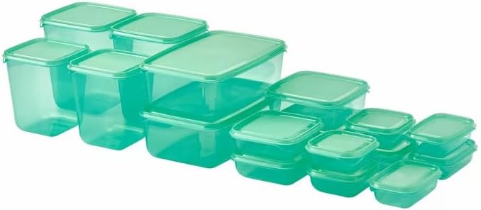 IKEA PRUTA Standard Durable Plastic Storage Food Containers of 17 Pieces For Fridge & Freezer
