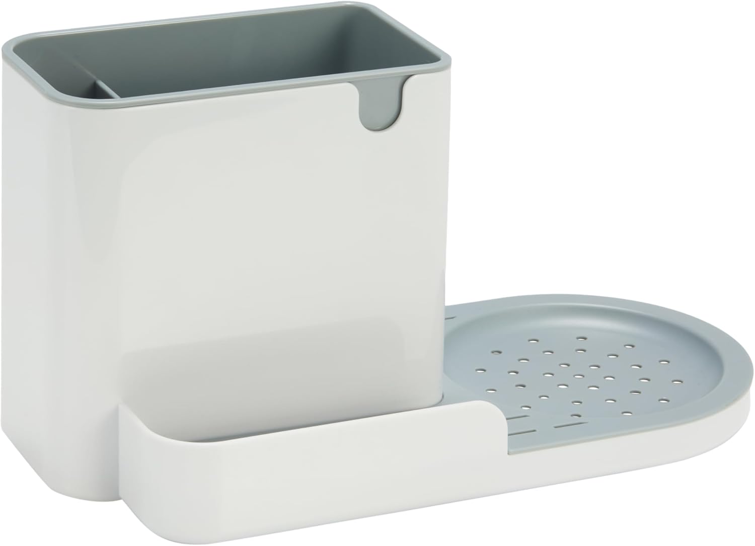 Amazon Basics Kitchen Sink Caddy Organizer for Sponge and Brush Storage, Large, White