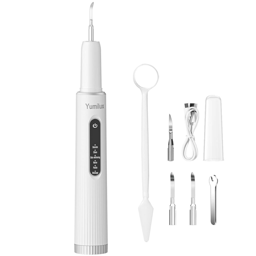 Professional Plaque Remover for Teeth, Intelligent Contact-Activated Teeth Cleaning Tool (Only Works When Touching Teeth/Surface), 5 Modes 4 Replaceable Clean Heads Dental Care Kit