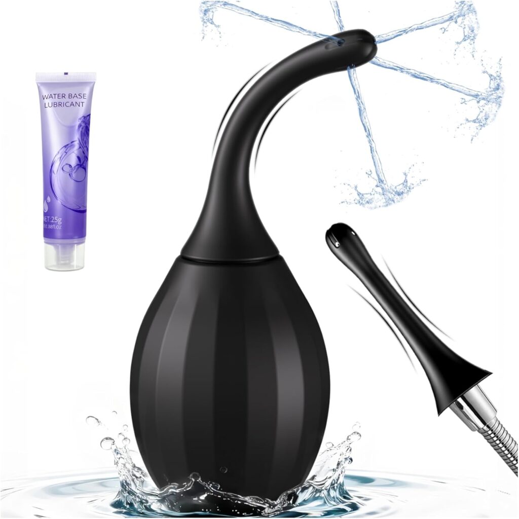 Enemas Anal Douches for Men Women - Anti Backflow Shapeable Silicone Enema Bulb, Feminine Care Cleaner Flusher Shower Enema Douche Kit for Women Men Colon Cleanse with Lube, Shower Tube Connectable