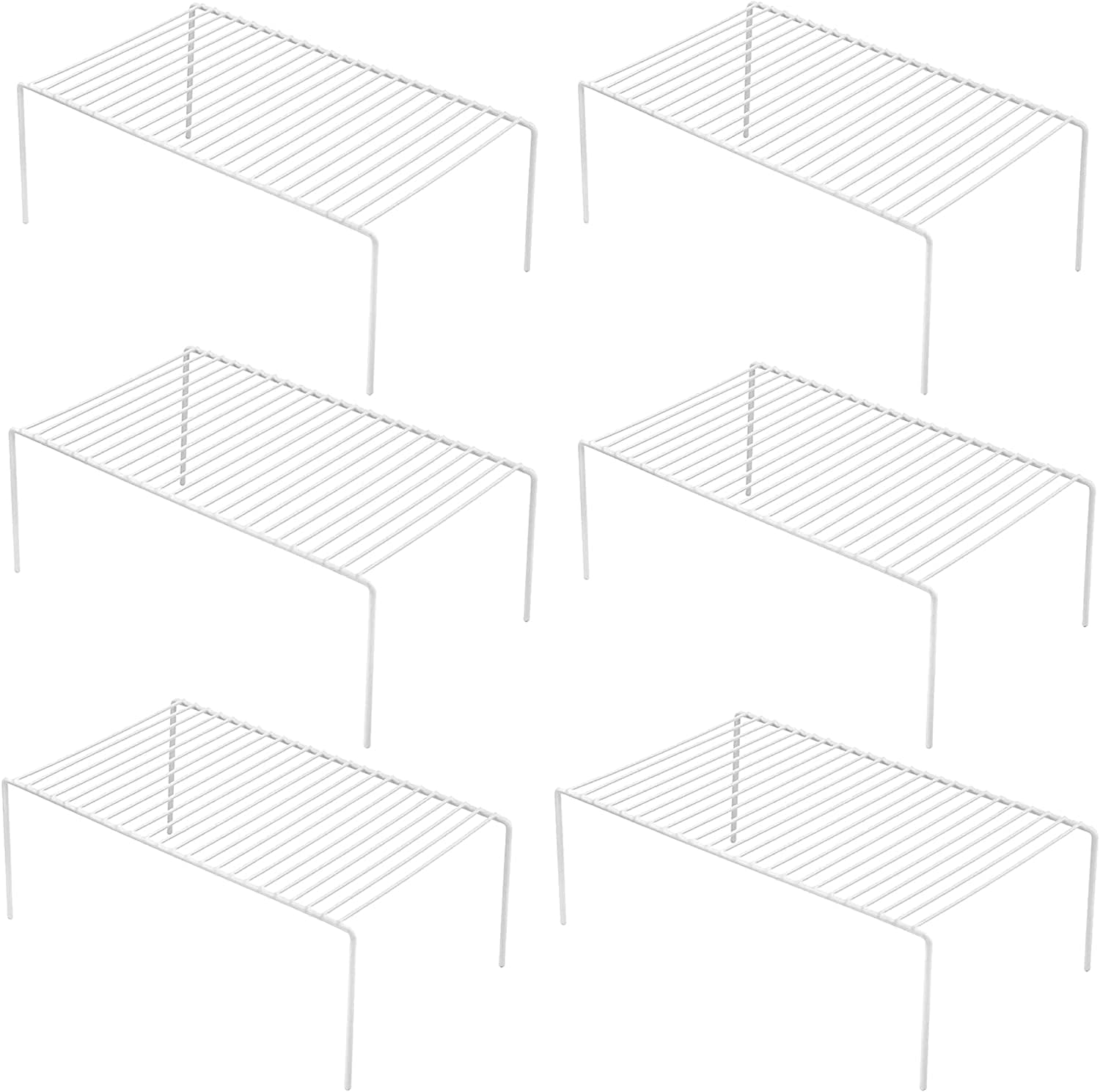 Cabinet Storage Shelf Rack Set of 6, Medium (13 x 9.4 inch) Rustproof Metal Wire Kitchen Cabinet Organizer and Storage, Cupboard Spice Shelf Rack for Plate, Dish, Counter & Pantry Organization