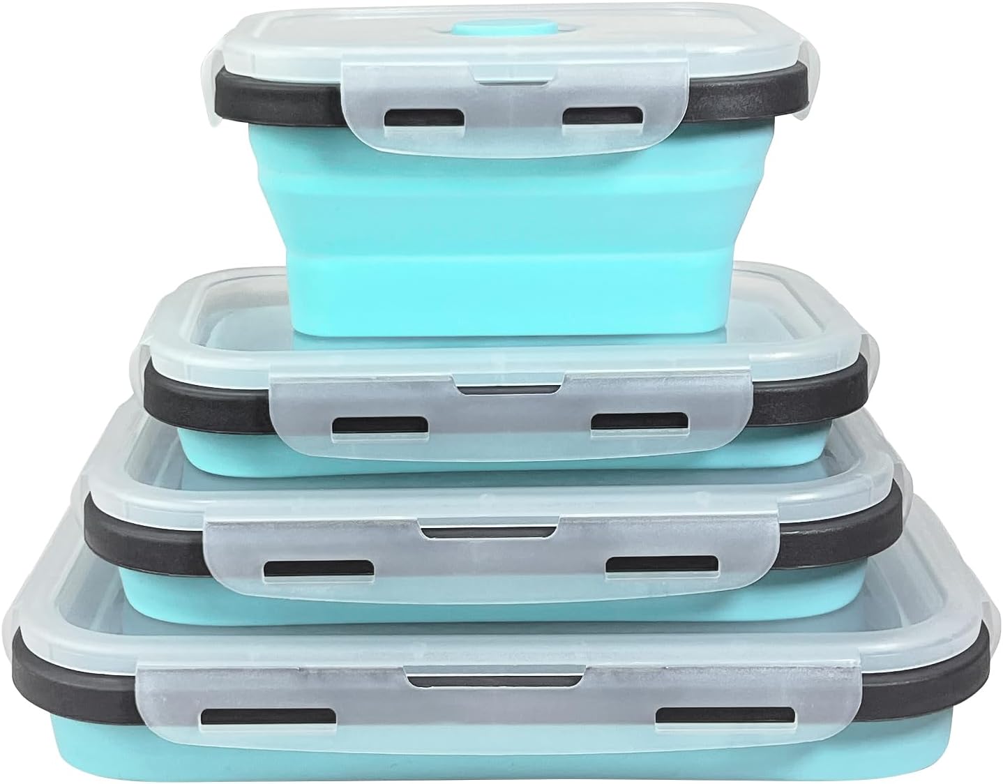 Guyuyii 4 Pack Collapsible Food Storage Containers with Lids | Airtight Meal Prep Bowls for Camping & RV | Microwave, Oven, & Dishwasher Safe (BPA-Free) | Space Saving Alternative to Freezer Tray