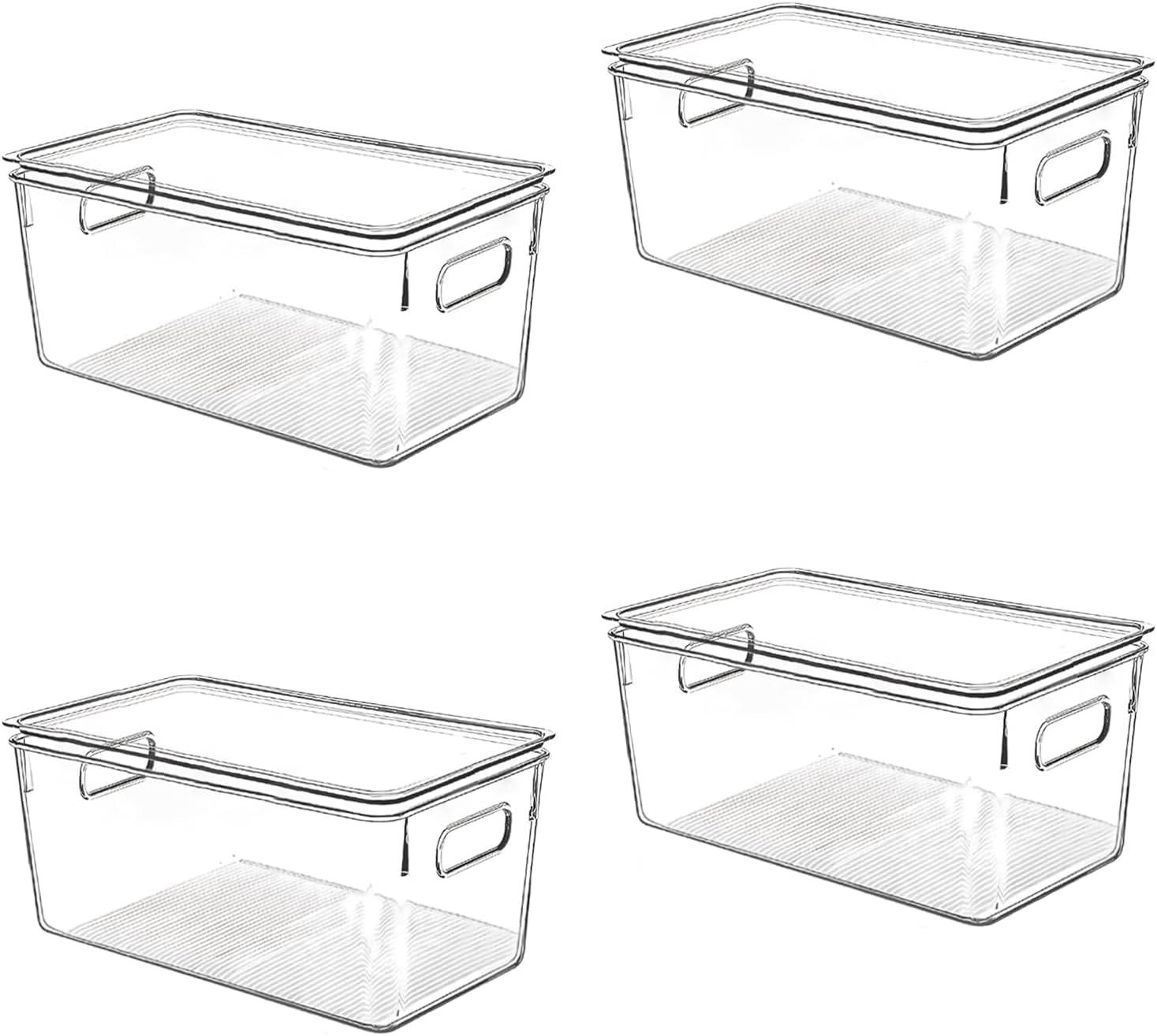 Clear Plastic Storage Bins with Lids, Perfect for Kitchen Organization or Pantry Organization and Storage, Stackable Fridge Organizer Bins, Storage Containers for Organizing, Cabinet Organizers
