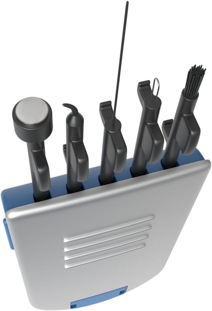 EZY DOSE 5-in-1 Hearing Aid Everyday Cleaning Tools, Small Kit for Home or Travel, for Easy, Black, Easy to Use, 5 Piece Set, BPA Free