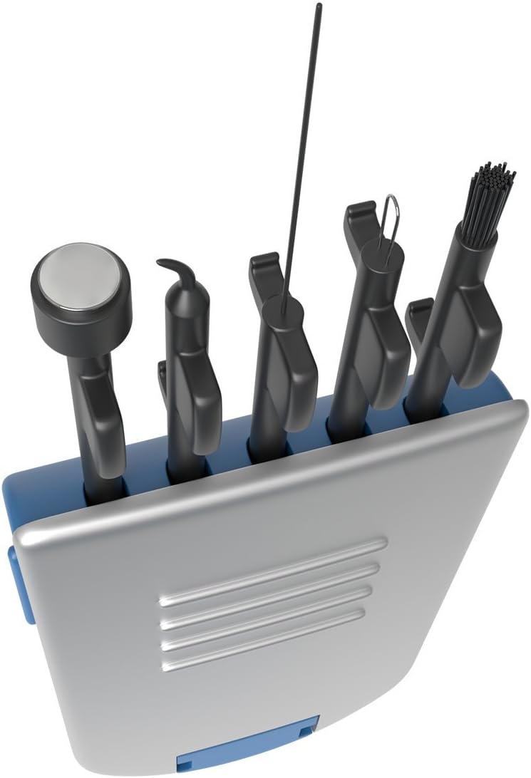 EZY DOSE 5-in-1 Hearing Aid Everyday Cleaning Tools, Small Kit for Home or Travel, for Easy, Black, Easy to Use, 5 Piece Set, BPA Free