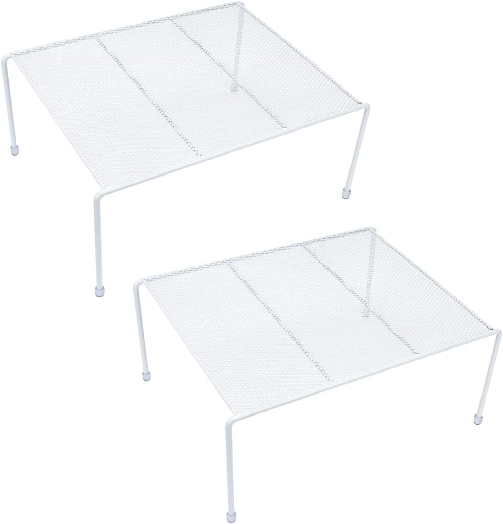 SIBAO Set of 2 Mesh Kitchen Shelves Cabinet Storage Shelf Rack (13.1 x 10.2 Inch) Kitchen Bathroom Pantry Cupboard Desk Home Office, Fridge, Cabinet, Bathroom Cupboard (White)