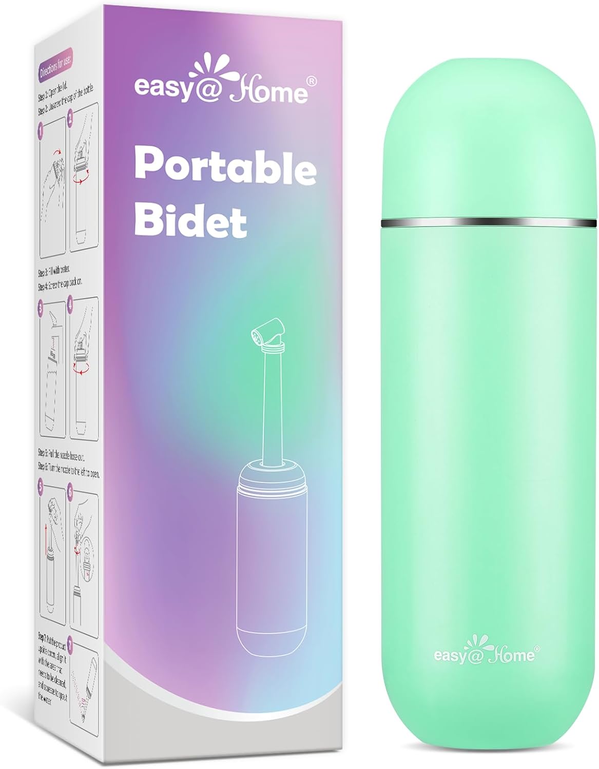 Easy@Home Portable Bidet for Travel: Peri Bottle for Postpartum Care - Handheld Sprayer for Women & Men | 380ml(12.8oz) Large Personal Hygiene Cleaning Bottle | BPA-Free | EPB-01 Green