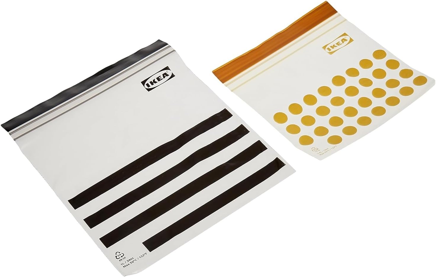 ISTAD Plastic Bag, black and yellow, Pack of 60, Comprises: 30 bags (0.4 l) and 30 bags (1 l), Can be used over and over again since it can be re-sealed.