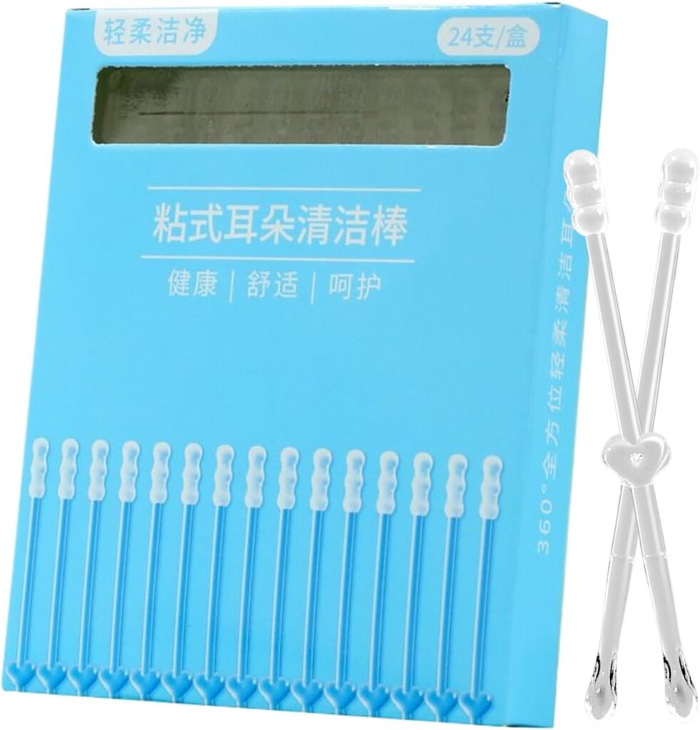 Ear Cleaner - 24 Piece Adhesive Cleaning Sticks, Health Care Tool for Adults, Kids, and Babies | PP Material, Safe and Gentle, Convenient for Travel, Home Grooming, White