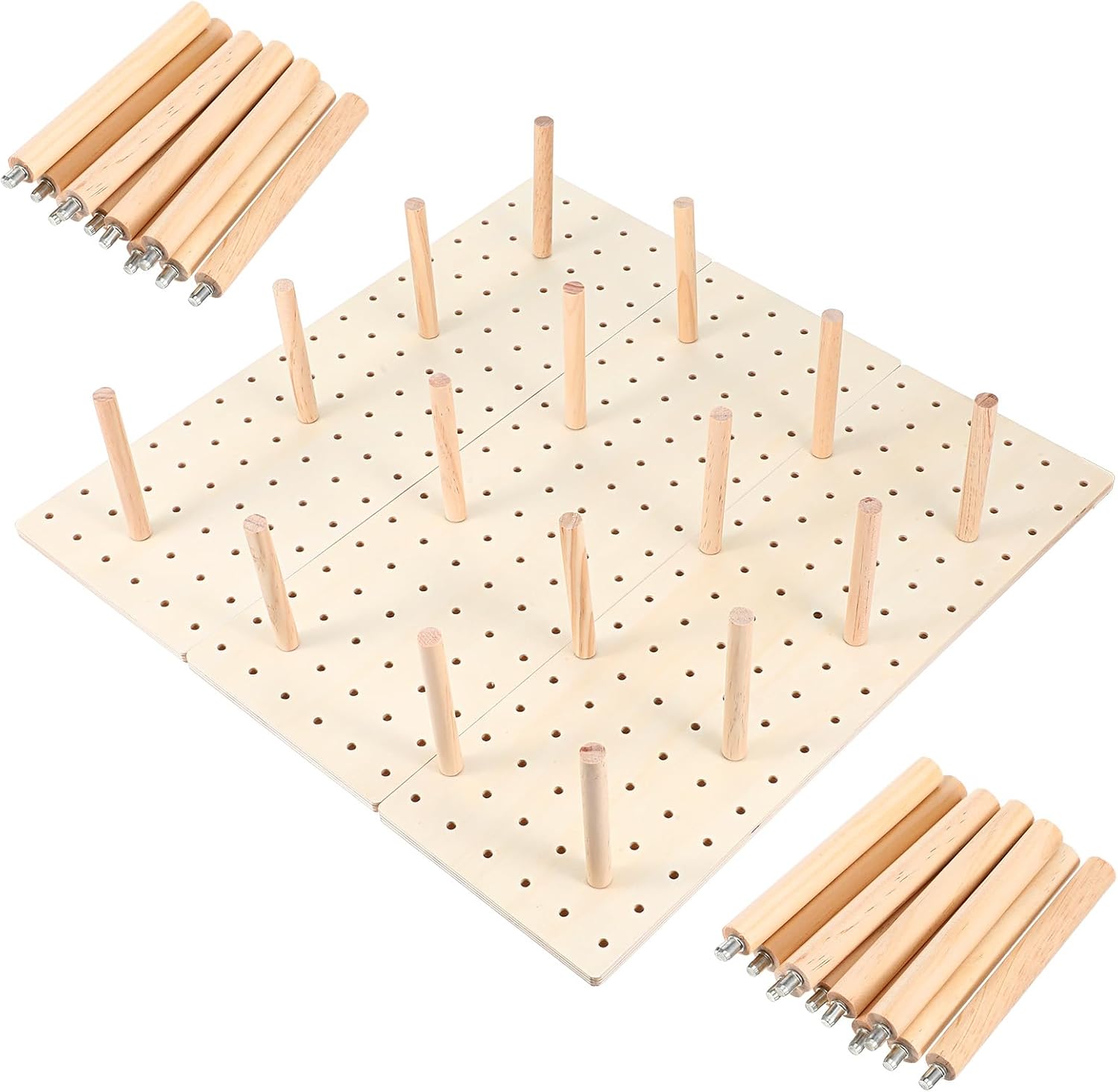 3-Pack Wood Pegboard Drawer Organizer with 24 Adjustable Pegs  Customizable Kitchen Drawer Plate & Utensil Organizer, Natural Wood