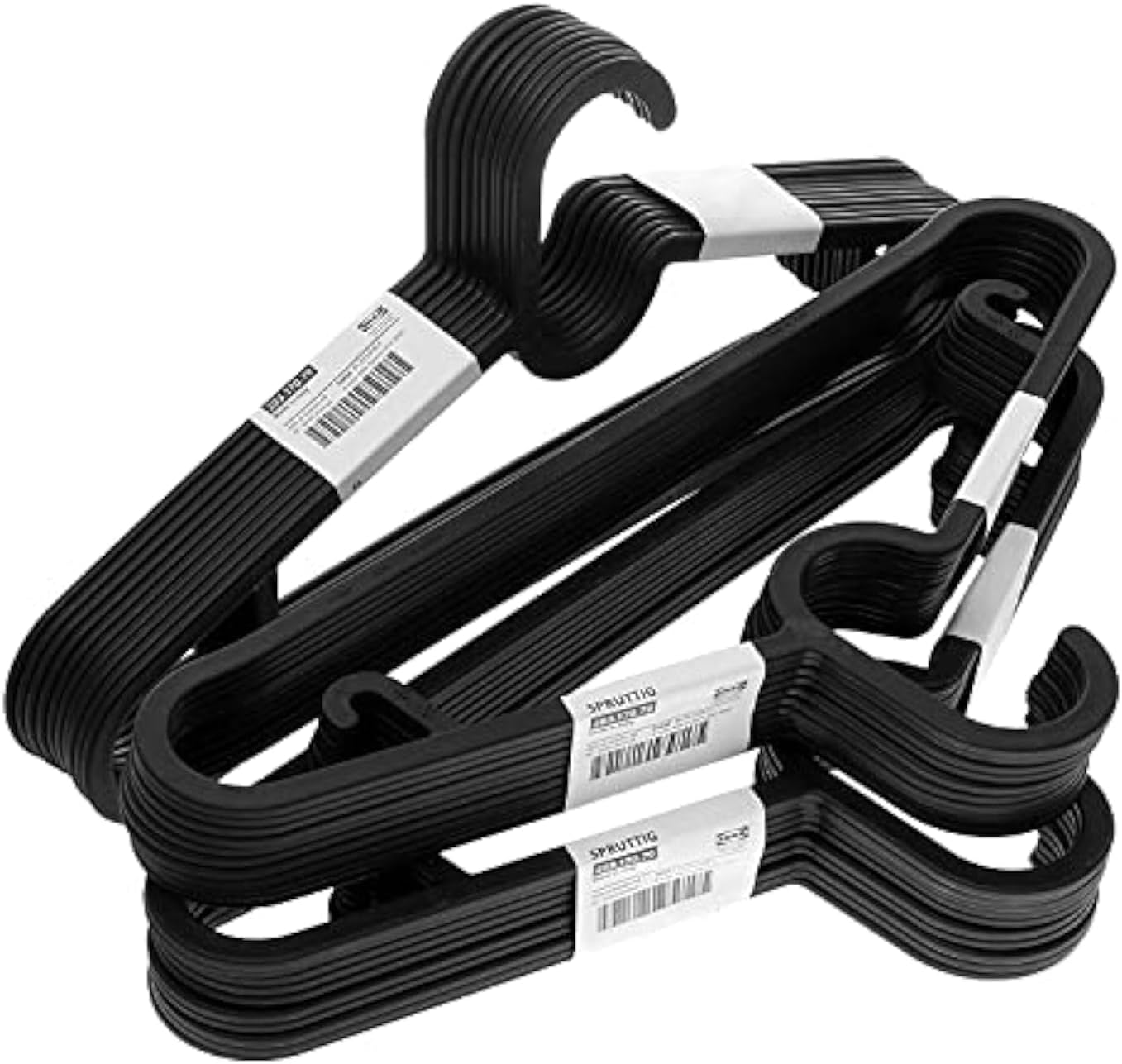 Ikea SPRUTTIG Lightweight Clothes Hangers, Black, Plastic, 39 Centimetres - Set of 30