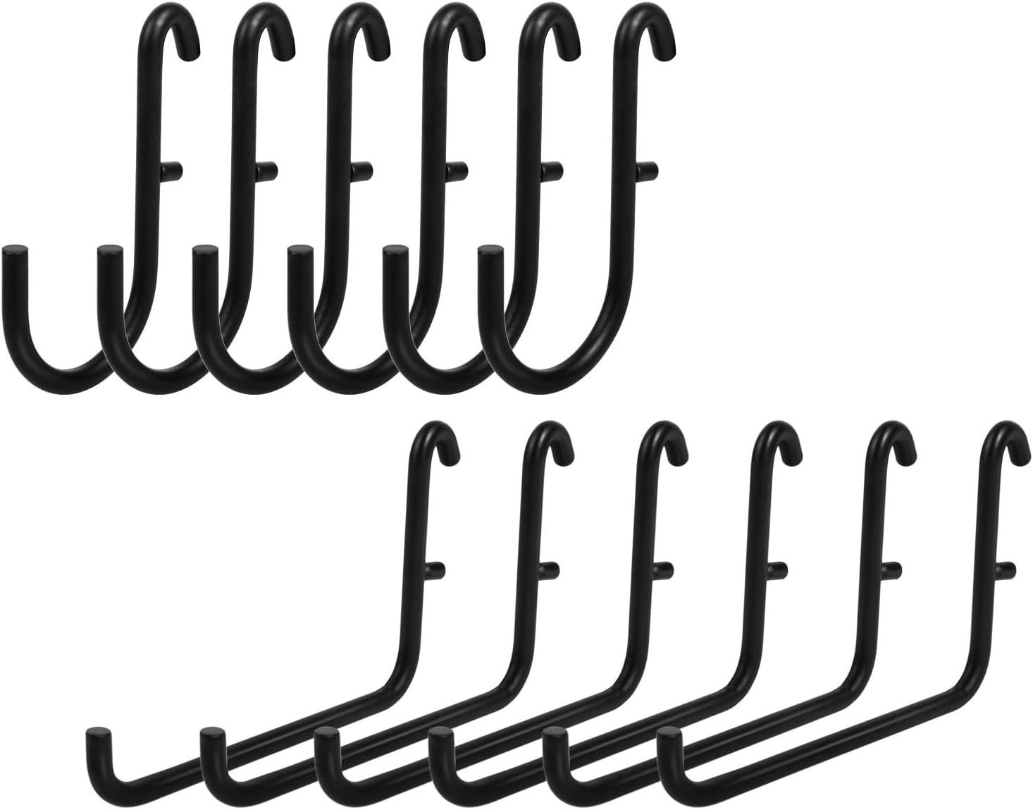 Pegboard Hooks Compatible with IKEA Skadis Pegboard 12 Pack Accessories (Include L Style x 6 and J Style x 6 Hooks) (Black)