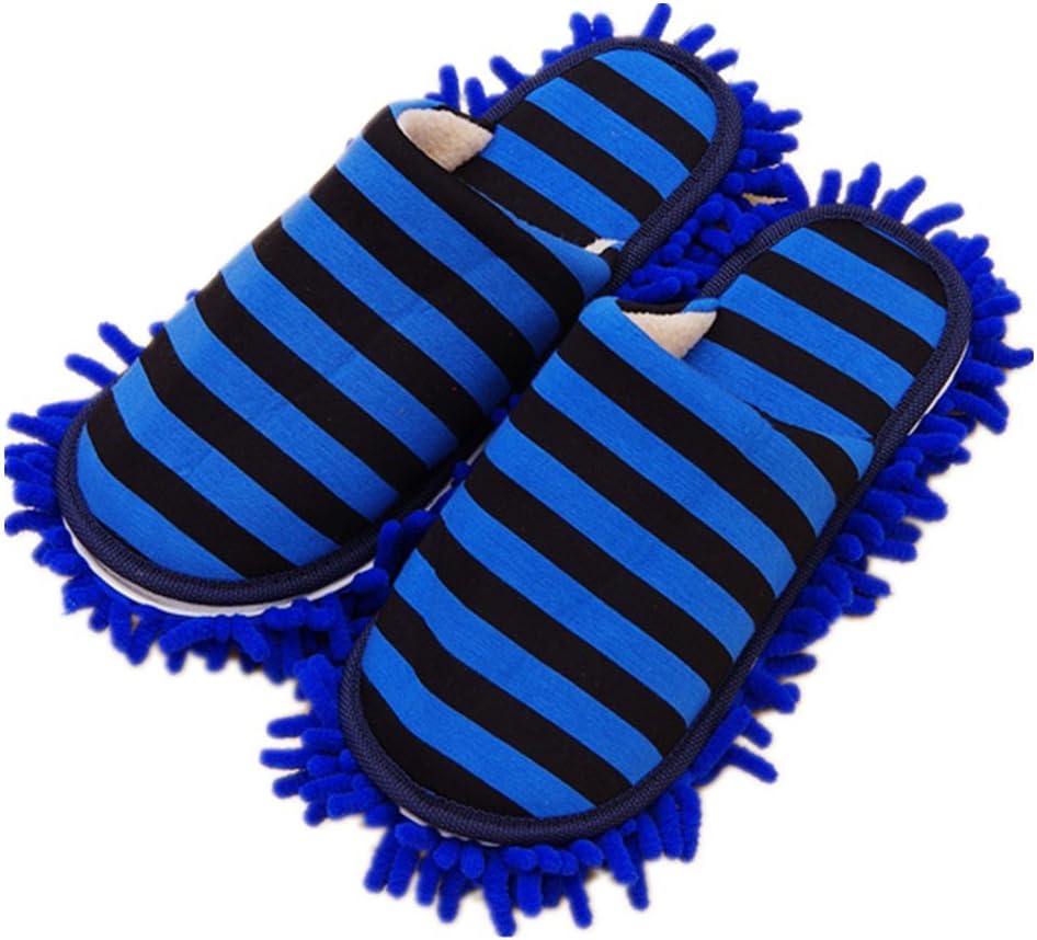 Cleaning Slippers Microfiber Slipper Detachable Mopping Shoes House Floor Cleaning Mop Chenille Sole,One Size (Royal Blue)