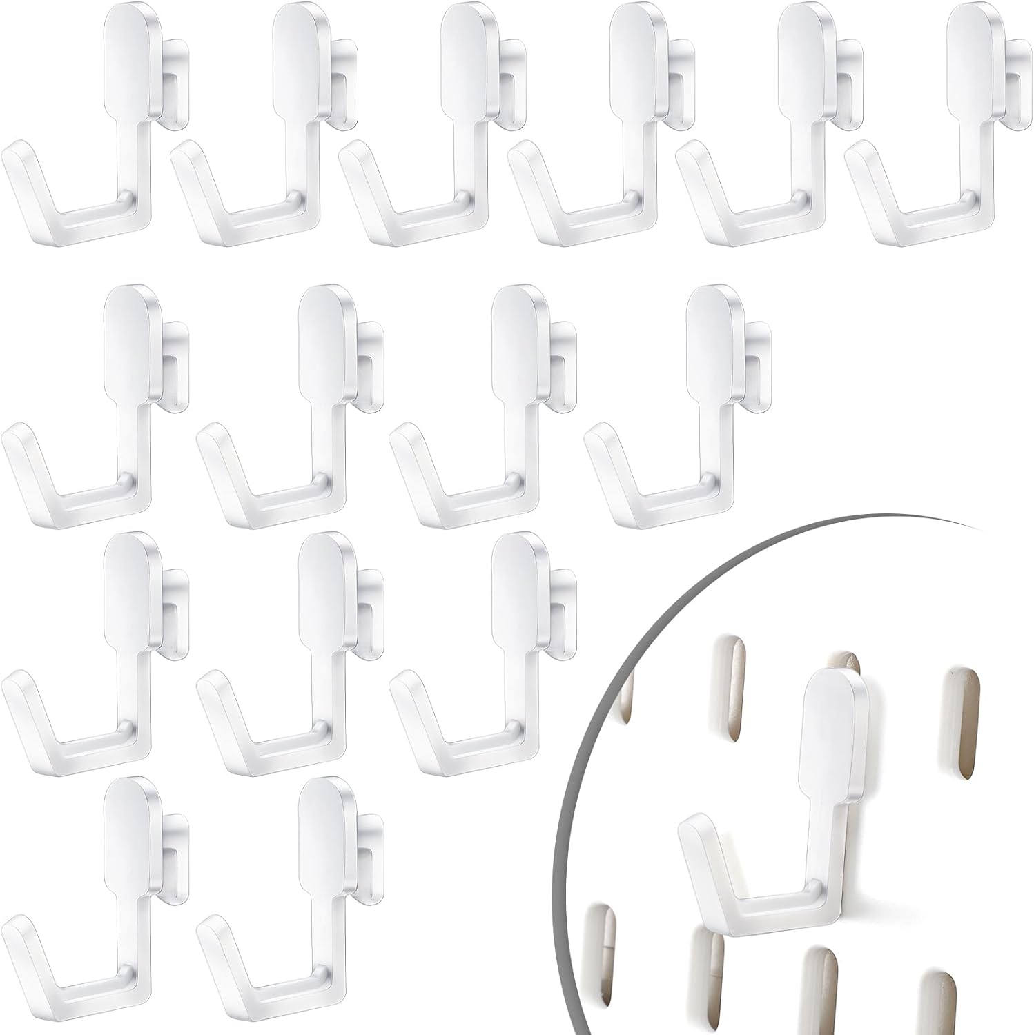CroBlissful 15sets Pegboard Hook Compatible with IKEA Skadis Organizer Accessories, Hook Accessories Compatible with IKEA, Pegboard Hooks for Garage Home Office Indoor Supply (White)