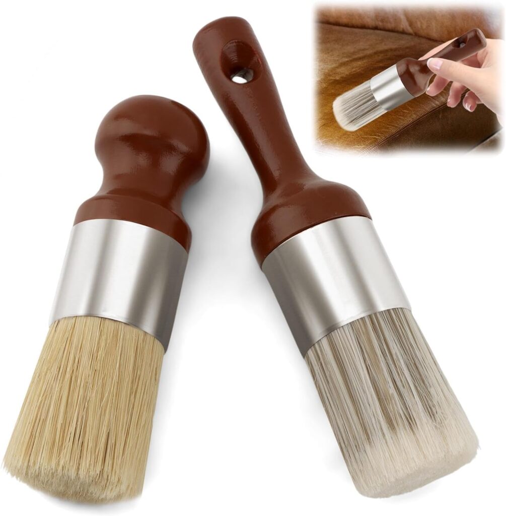2pcs Leather Furniture Salve Brush, Wooden Handle Soft Nylon Bristles Wood Sofa Repair Cleaning Brushes for Leather Care and Home Car Interiors Cleaning Maintenance (Color:Brown)