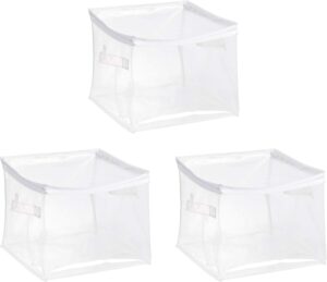Amazon Basics Clear Zippered Storage Bags for Closet Organization, Stackable Clothing and Linen Storage Containers, 3-Pack