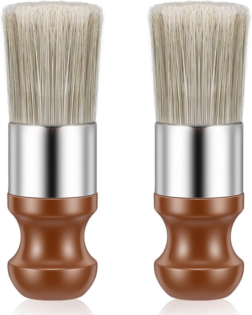 2PCS Leather Brush for Furniture Salve, Wood Horse Hair Shoe Boot Polish Care Brushes, Premium Wax Brushing Tool with Comfortable Handle for Home Leather Cleaning and Car Interior Seat Detailing