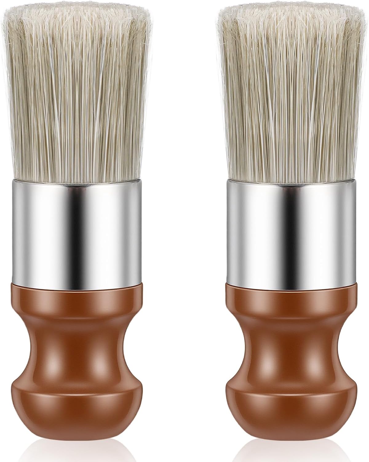 2PCS Leather Brush for Furniture Salve, Wood Horse Hair Shoe Boot Polish Care Brushes, Premium Wax Brushing Tool with Comfortable Handle for Home Leather Cleaning and Car Interior Seat Detailing