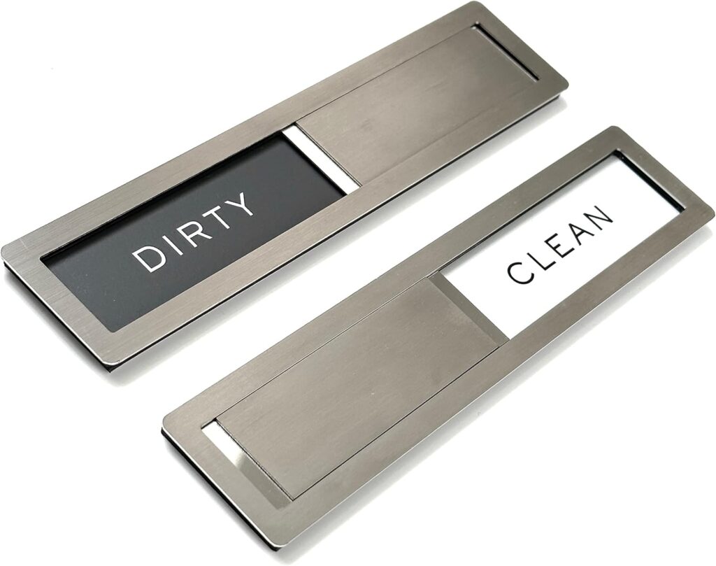 Kubik Letters Clean Dirty Magnet for Dishwasher, Premium Stainless Steel Grade 304, Kitchen Organizers and Storage Decor Accessories, Extra Adhesive Tapes Included.