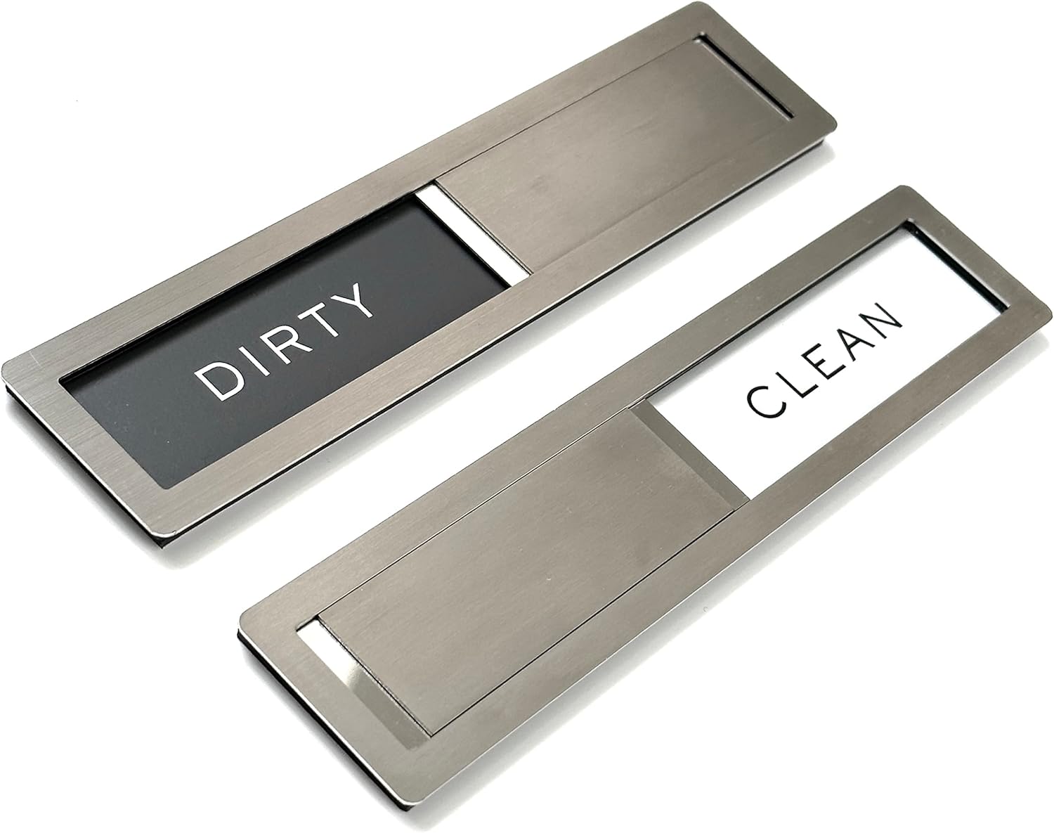 Kubik Letters Clean Dirty Magnet for Dishwasher, Premium Stainless Steel Grade 304, Kitchen Organizers and Storage Decor Accessories, Extra Adhesive Tapes Included.