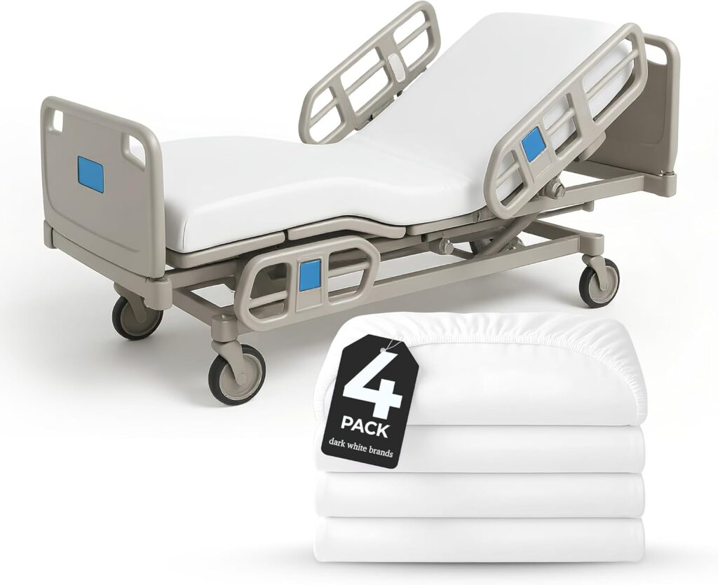 Dark White Premium Hospital Fitted Sheets  Soft & Durable Cotton Rich Deep Pocket Design, Wrinkle-Resistant, Stay-Put Fit for Hospital Beds, Home Care Easy Care, Comfort for All Ages (4)