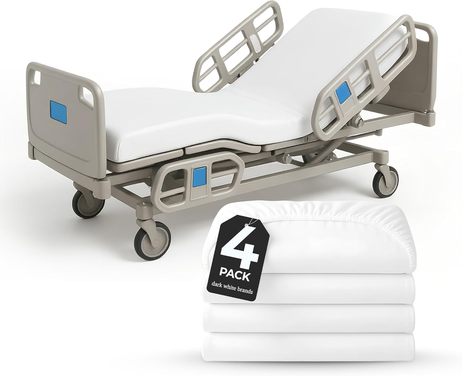 Dark White Premium Hospital Fitted Sheets  Soft & Durable Cotton Rich Deep Pocket Design, Wrinkle-Resistant, Stay-Put Fit for Hospital Beds, Home Care Easy Care, Comfort for All Ages (4)