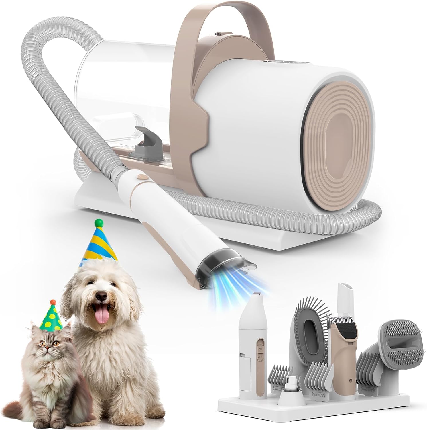 Dog Grooming Vacuum, Pet Grooming Kit, Dog Clipper Nail Trimmer Grinder, 2.5L Dust Cup 7 Grooming Tools 11000Pa Dog Vacuum for Shedding Grooming, Pet Grooming Vacuum for Dogs, Home Cleaning, PG50 Plus