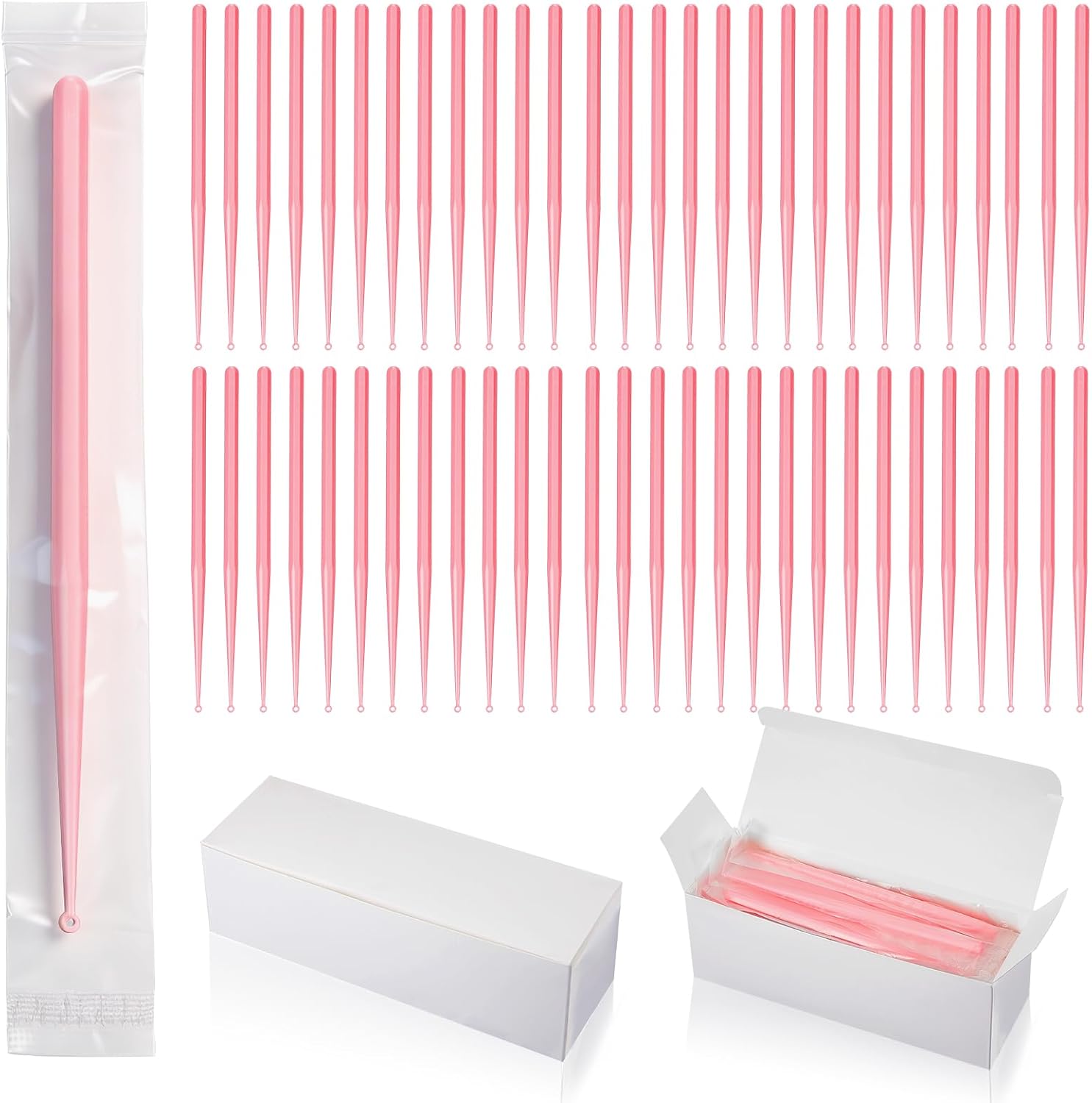 Havawish 100 Pcs Disposable Ear Curette Individually Wrapped Ear Wax Removal Tool 3 mm Tip Single Use Earwax Cleaners Pick Cleaning Tool for Home Clinic Hospital Gentle Canal Cleaning, Pink