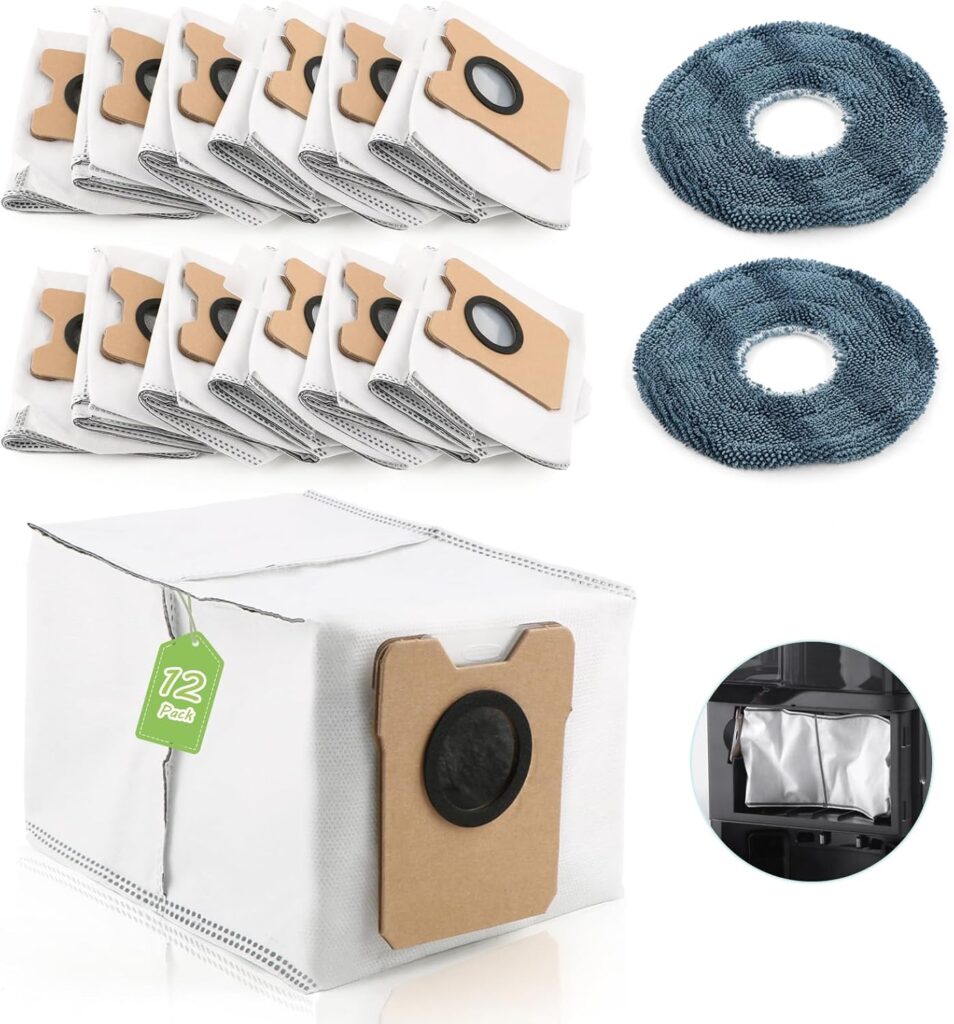 12Pcs for Eufy Omni C20/C10 Dust Bags Replacement Compatible with eufy C20/C10 Omni Robot Vacuum Cleaner Bags (3.1L large Capacity)