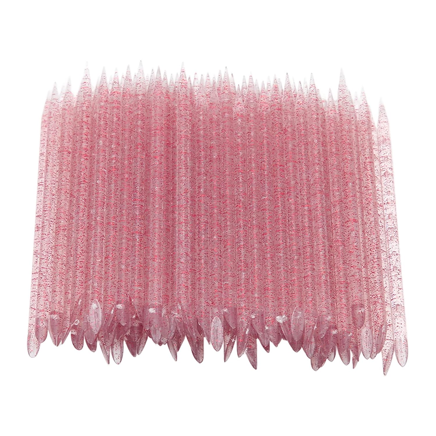 100 PCS Disposable Nail Stick Cuticle Pusher bulk, Plastic Nail Care Sticks, Cleaning Cuticle Stick Cuticle Manicure and Pedicure Stick for Fingernail for Men and Women Home Salon (Rose red)