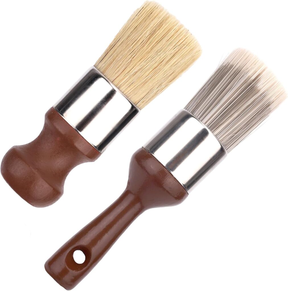 Gosknor 2pcs Salve Brush for Furniture, Leather & Wood Care Cleaning Brush Wax Brushing Tool with Comfortable Handle & Soft Bristles for Home Car Interiors Cleaning Maintenance (Brown)