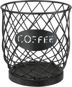 YINMIT K Cup Holder Organizer, Sturdy Coffee Pod Holder Organizer, 35 Kcup Large Capacity Storage Basket for Kitchen Counter and Office Desktop (Black-Circular)