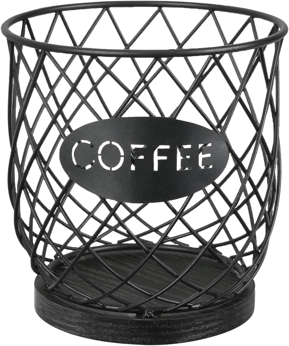 YINMIT K Cup Holder Organizer, Sturdy Coffee Pod Holder Organizer, 35 Kcup Large Capacity Storage Basket for Kitchen Counter and Office Desktop (Black-Circular)