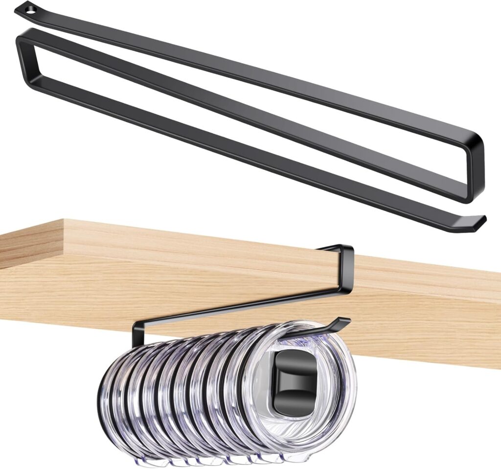 Tumbler Lid Organizer for Corner Cabinets, Space-Saving Coffee Cup Organizers Cups Holder, Water Bottle Accessories Storage, Kitchen Storages Organization Solution, Easy Install Up to 12 Lids (Black)