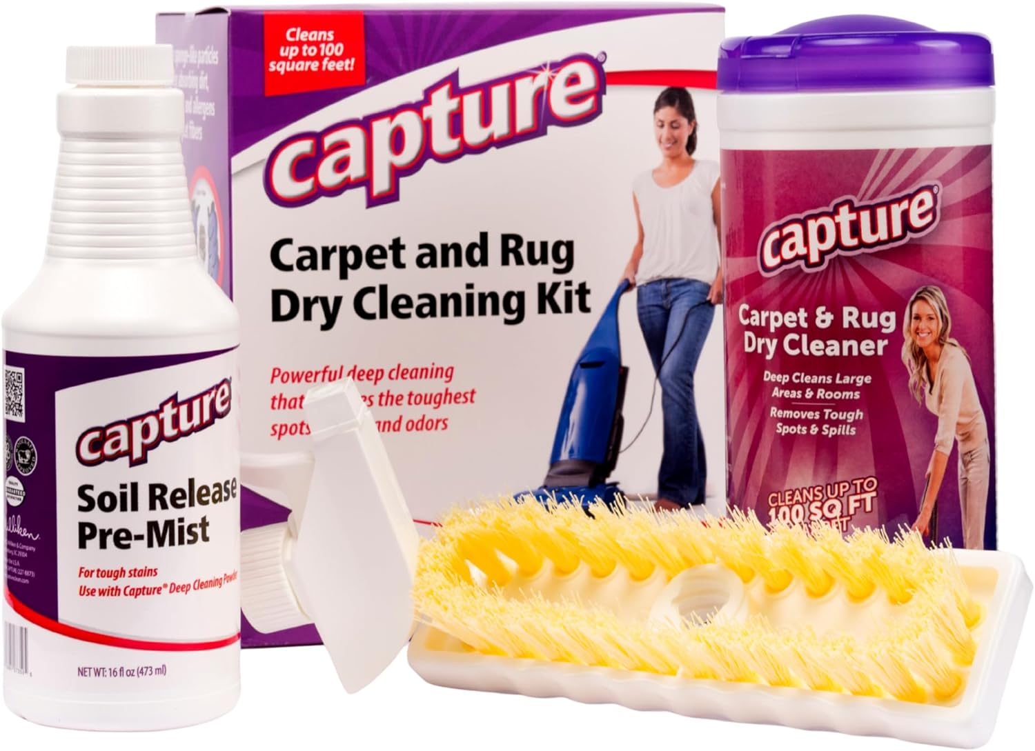 Capture Carpet Total Care Kit 100 - Home Couch and Upholstery, Car Rug, Dogs & Cats Pet Carpet Cleaner Solution - Strength Odor Eliminator, Stains Spot Remover, Non Liquid & No Harsh Chemical
