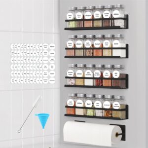 Magnetic Spice Rack with Jars Magnetic Spice Rack for Refrigerator 24 Spice Jars with Label Magnetic Shelves for Fridge 4 Pack Black