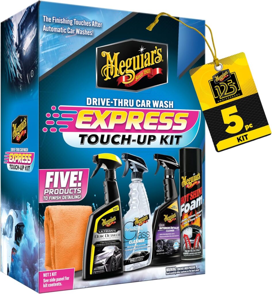 Meguiar's Drive-Thru Car Wash Express Touch-Up Kit - The Perfect Car Detailing Kit for Touching Up After Running Through an Automatic Car Wash or After Washing Your Ride at Home, Clean Inside and Out