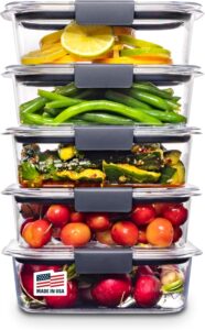 Rubbermaid Brilliance Tritan Plastic Food Storage Containers BPA Free Airtight Lids Ideal for Lunch Meal Prep & Leftovers Set of 5 (3.2 Cup)