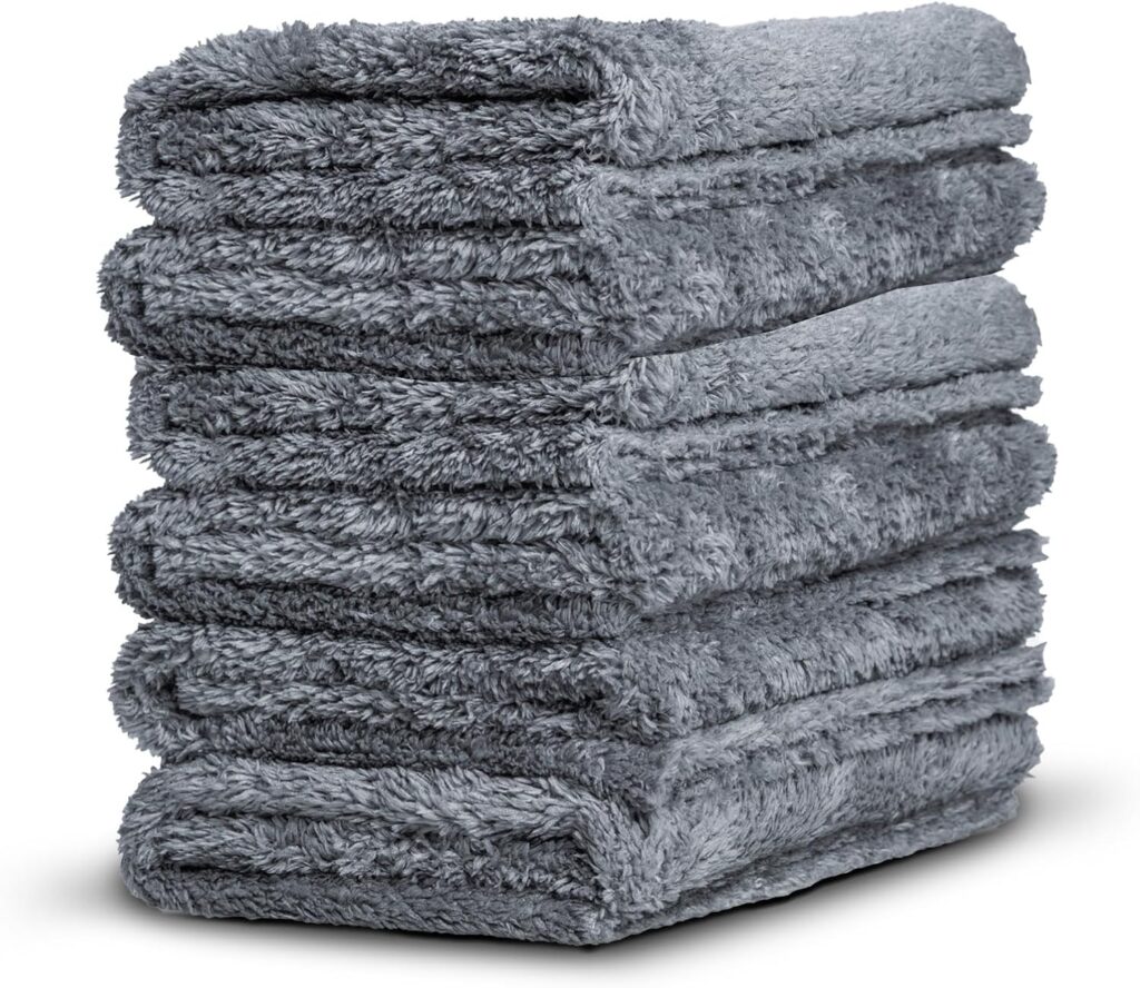 Adam's Borderless Grey Microfiber Towel (6pk) - Premium Ultra Soft Car Detailng Towel Cloths, 480gsm - Safe for Car Wash, Home Cleaning & Pet Drying Cloths (16 Inch x 16 Inch)