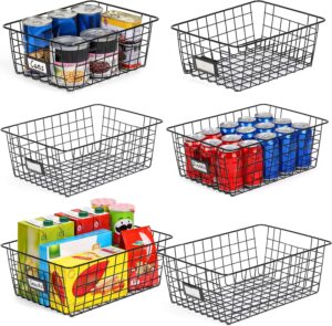 6 Pack Wire Baskets for Pantry Organization and Storage, Kitchen Organizer, 2 XXLarge & 2 XLarge & 2 Large