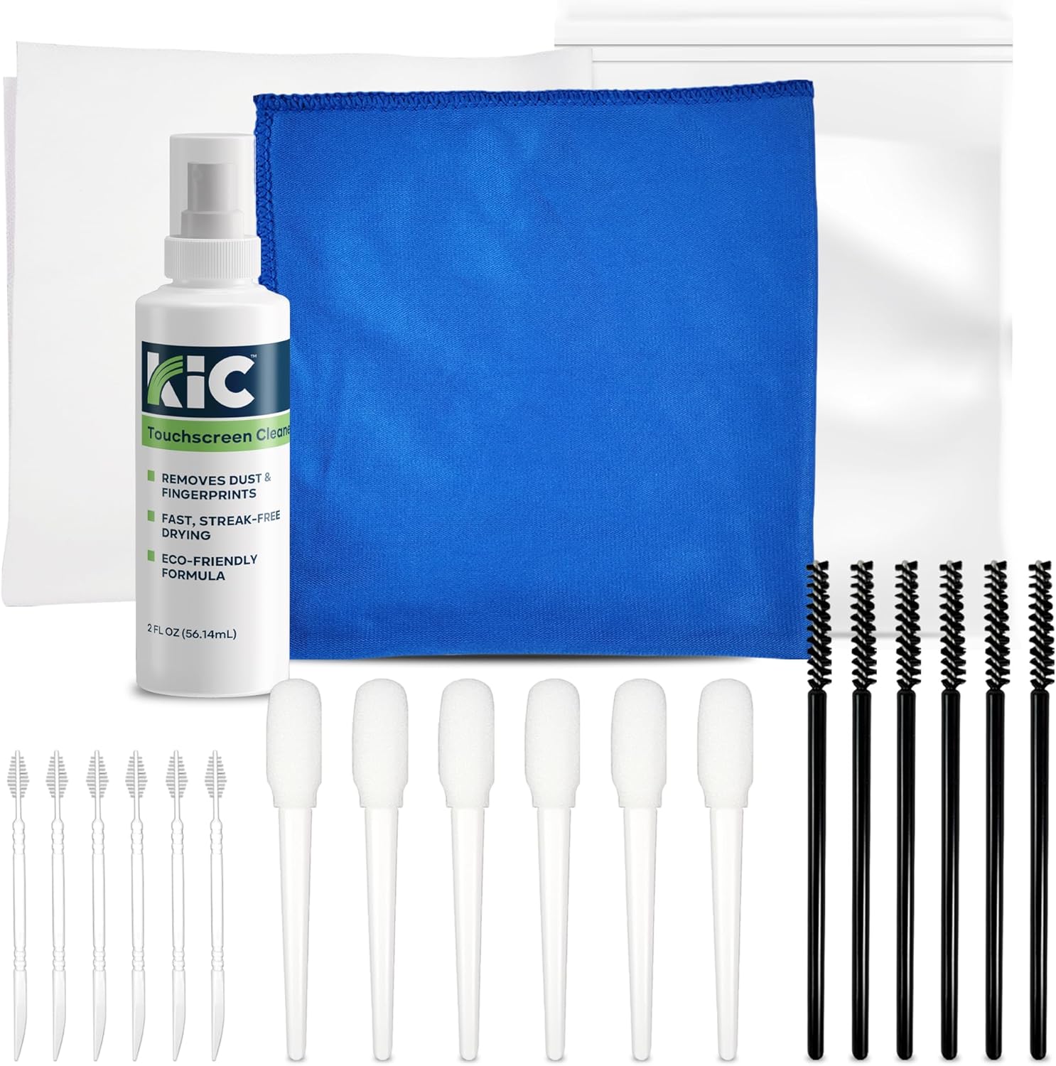 KICTeam - EV Charger Cleaning Kit with Cleaning Brushes, Cleaning Swabs, Scraper & Pick Tools, EV Touchscreen Cleaner and Microfiber Screen Cloths - Safely Cleans EV Charging Station & EV Touchscreens