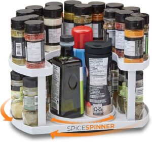 Allstar Innovations Spice Spinner Two-Tiered Spice Organizer & Holder That Saves Space, Keeps Everything Neat, Organized & Within Reach With Dual Spin Turntables