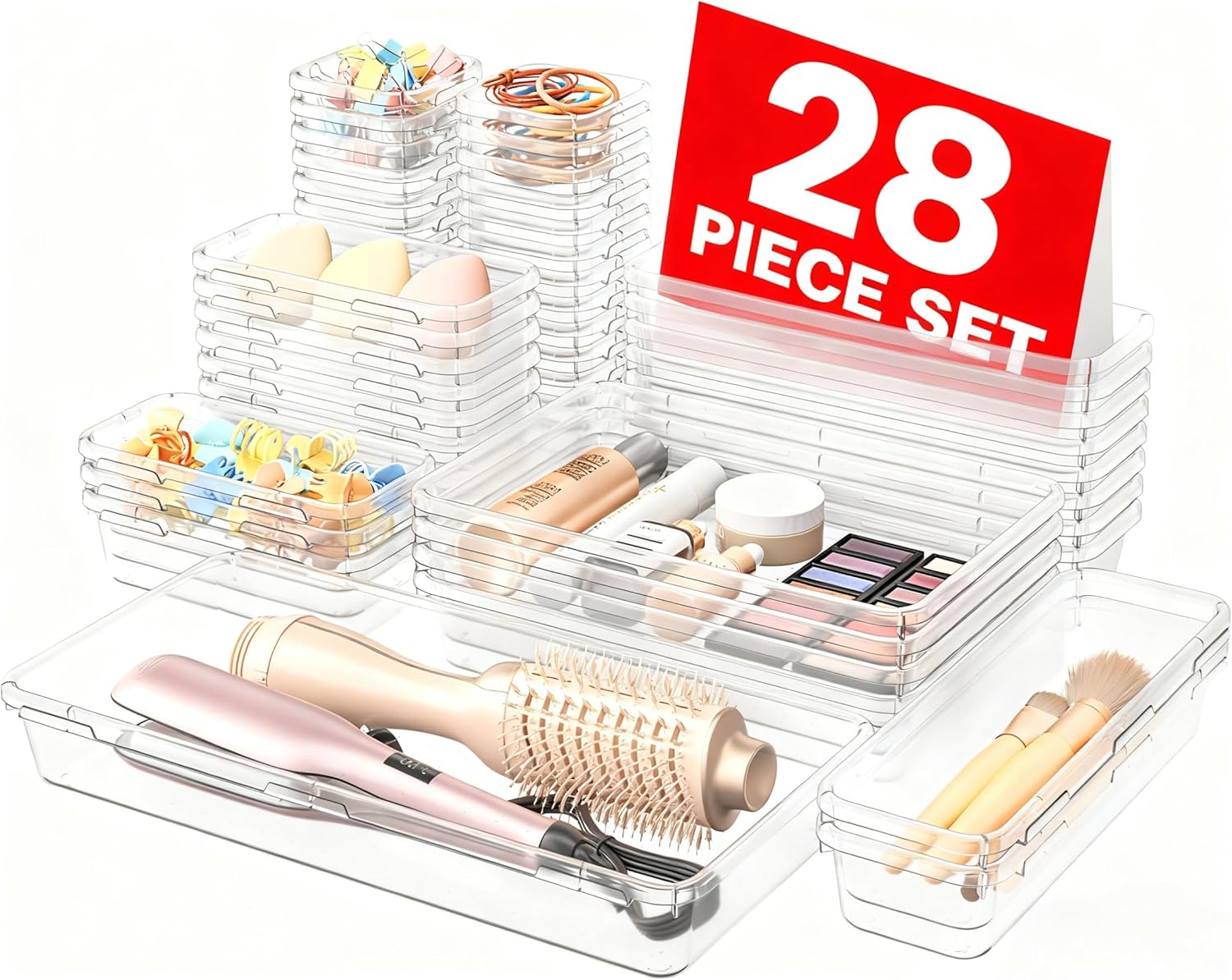 A-LuGei XL Size Only Us Drawer Organizer,  Makeup organizer, Holds 177 Items Bathroom Organizers and Storage, Organization and Storage, Desk Drawer Organizer for Bathroom Vanity