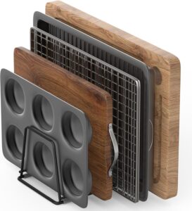 Cutting Board Organizer Kitchen Organizer Rack for Cutting Board, Bakeware, and Cookie Sheet, 5-Slot Heavy-Duty Steel Cookware Holder,Rust-Resistant with Anti-Slip Feet (1, Small)