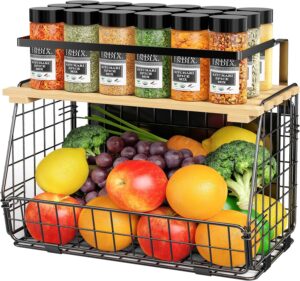 Magnetic Shelf for Fridge: Fruit Potato and Onion Storage Bin - Magnetic Spice Rack for Refrigerator & Kitchen Counter - Pantry Organizers and Storage