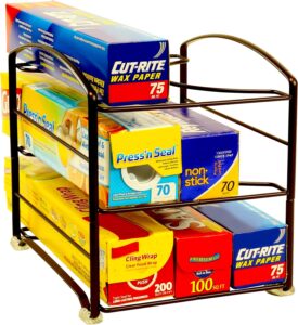 Deco Brothers Wrap Organizer Rack for Kitchen Cabinet, 3 Tier, Bronze
