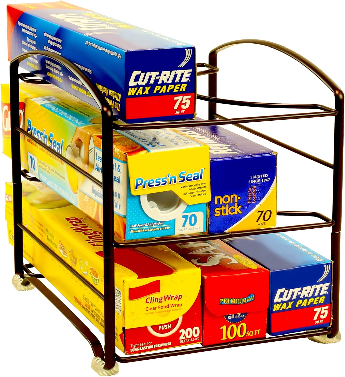 Deco Brothers Wrap Organizer Rack for Kitchen Cabinet, 3 Tier, Bronze