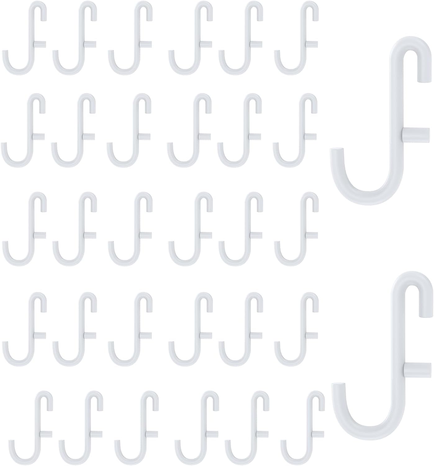 SnowTing 30 PCS White Pegboard Hooks Compatible with IKEA Skadis Peg Board, Pegboard Accessories Metal Hanging Hooks for Home Office Garage Storage Tool