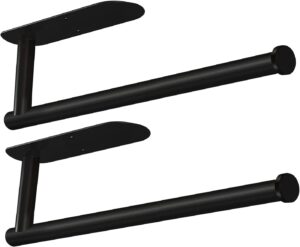 Paper Towel Holders-Blcak,Paper Towels Rolls - for Kitchen,Paper Towels Bulk- Self-Adhesive Under Cabinet,Both Available in Adhesive and Screws,Stainless Steel(Black 2PC)