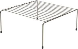Freestanding Shelf Helper for Dinnerware by Home Basics | Storage Organizer for Cabinets or Countertop | Holds Plates, Bowls, Cups, and More | Rubber Feet